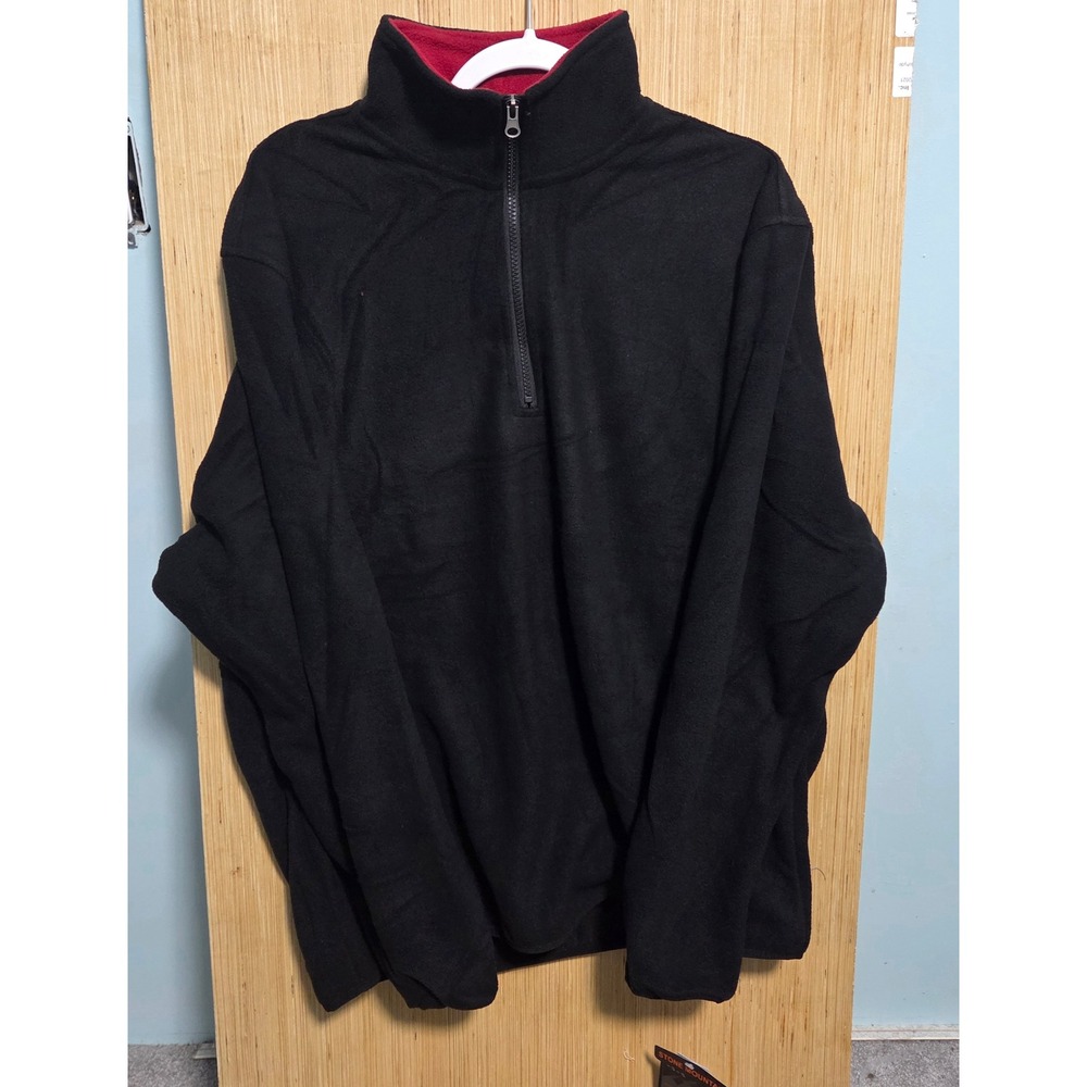 Stone Mountain Mens Fleece Quarter Zip Pullover Black Red Trim Large NWT